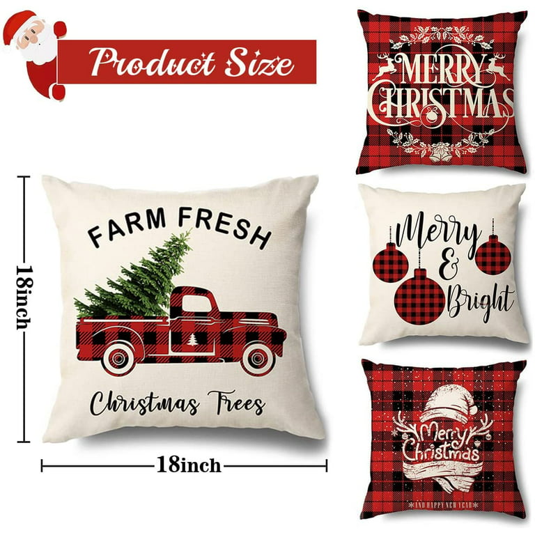 Toes Home Decorative Christmas Pillow Covers 18x18 Rustic Red