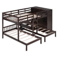 thumbnail image 5 of Tensun Espresso Full/Twin Triple Bunk Beds for 3: Wooden with Shelves, Wardrobe, Mirror, Storage. No Box Spring Required., 5 of 5
