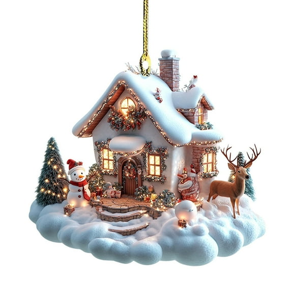 TOPRenddon Christmas Tree Decoration Mini Funny Christmas Landscape Pendant - Unusual Christmas Houses Christmas Pendant Aesthetic Christmas Tree Ornaments Christmas Decoration