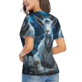 thumbnail image 3 of Xecao Forest Meditating Goat for Women's V-Neck T-Shirts-Elegant Half-Sleeve Tops Perfect for Summer-Small, 3 of 5