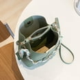 thumbnail image 5 of Stylago Women Leather Bucket Tote Bags with Ribbon Fashion Shoulder Purses Versatile Crossbody Bags Ladies Zipper Handbag Green, 5 of 6