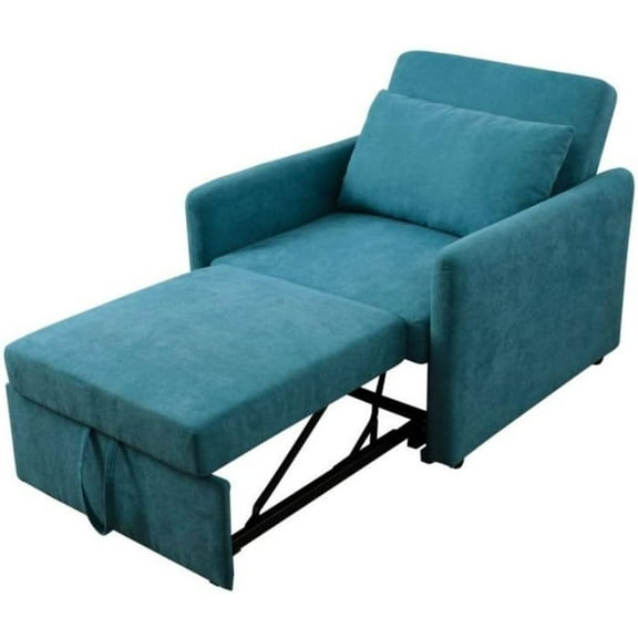 Sleeper Sofa/Chair/Bed for Adults, 3-in-1 Convertible Sofa Chair Bed Pull Out Couch, Comfy Lounge Lazy Recliner Sofas, Velvet Chaise for Living Room Indoor Office Bedroom Apartment Dorm, Blue Velvet