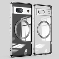 Nalacover Magnetic Clear Case for Google Pixel 7A, Silicone Shockproof Anti-Scratches Non-Yellowing Cover Compatible with MagSafe Wireless Charging for Google Pixel 7A, Silver