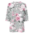 thumbnail image 5 of 3/4 Sleeve Blouses for Women Vintage Floral Print Shirt Quarter Zip Mock Neck Top Dressy Casual Summer Outfits Blusas Elegantes Para Mujer, 5 of 5