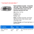 thumbnail image 2 of Right Headlight Assembly - Compatible with 2000 - 2003, 2005 Buick LeSabre Limited FWD Sedan 4-Door 3.8L V6 Naturally Aspirated OHV GAS 2001 2002 2004, 2 of 2