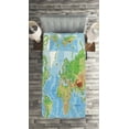 thumbnail image 2 of Ambesonne World Map Quilted Coverlet 2 Pcs, Topographic, Twin Size, Multicolor, 2 of 2