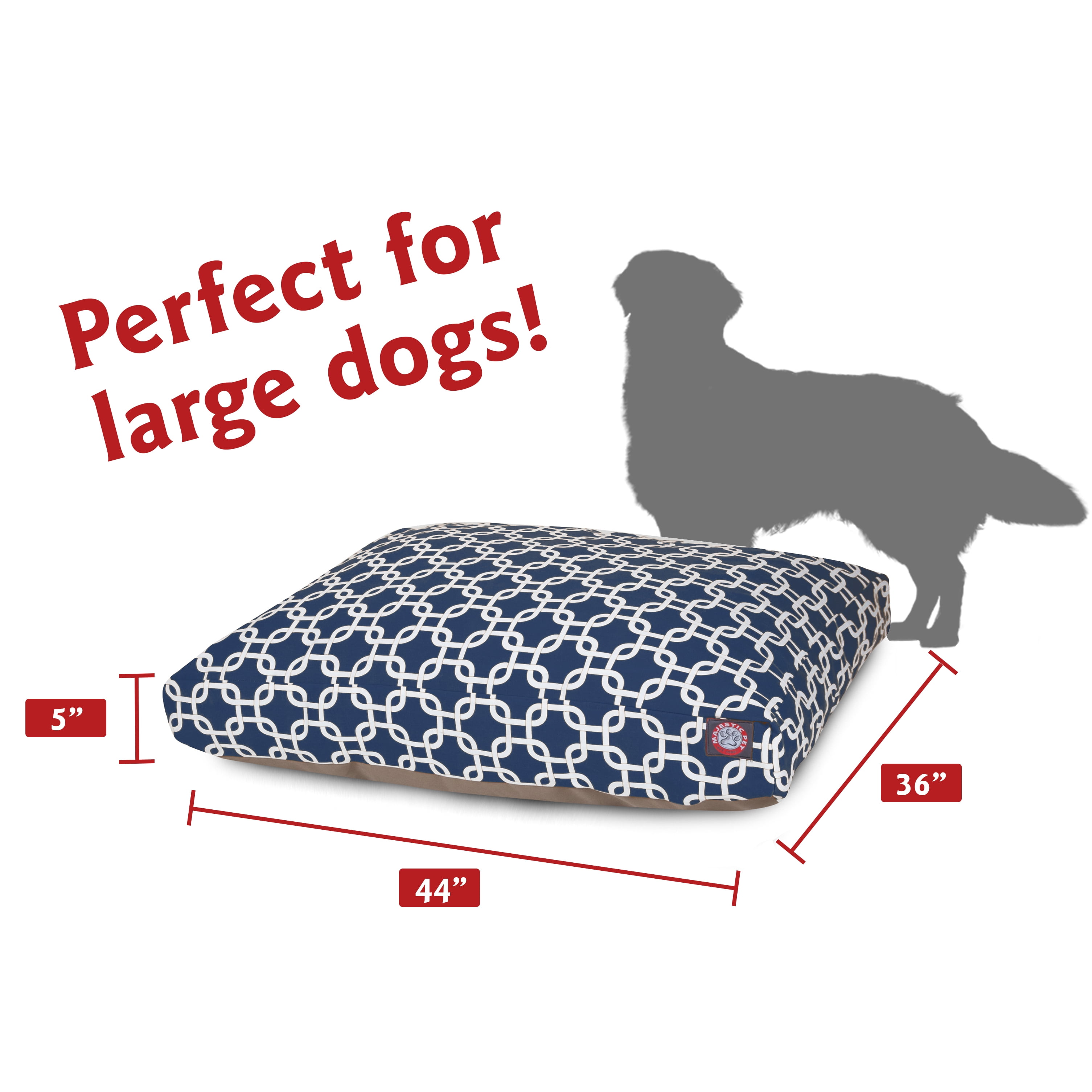 Majestic Pet | Links Rectangle Pet Bed For Dogs, Removable Cover, Navy Blue, Large