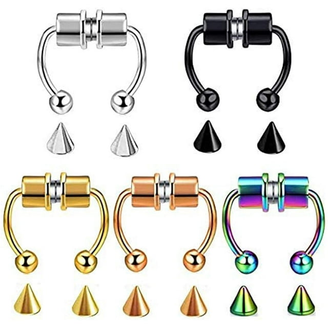 Anneau de Nez Septum Magnétique Fer à Cheval Faux Anneau de Nez Cerceau Réutilisable Anneau de Nez Non Perforé Acier Inoxydable 316L