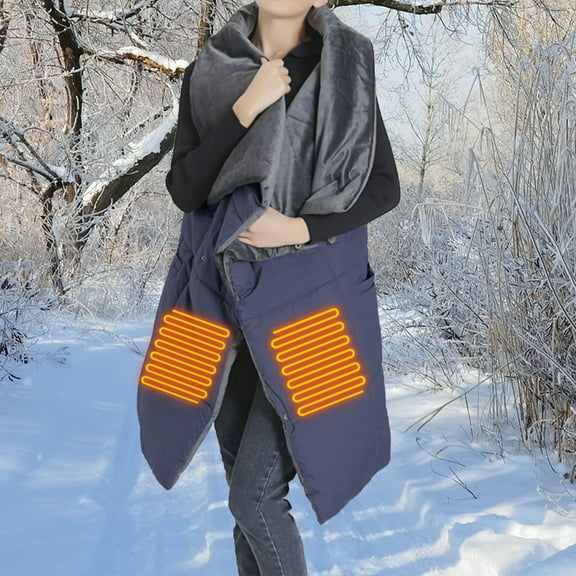acuever Heated Blanket Wearable Electric Blanket Heating Shawl Battery Heated Throw with 6 Heating Levels Warming Wrap for Home Office Washable Blue Womens Wraps and Shawls