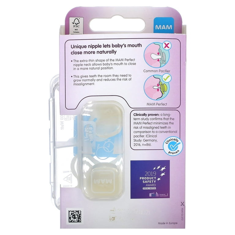 MAM Perfect Baby Pacifier, Patented Nipple, Developed with Pediatric  Dentists & Orthodontists, Unisex, 0-3 (Pack of 2) 