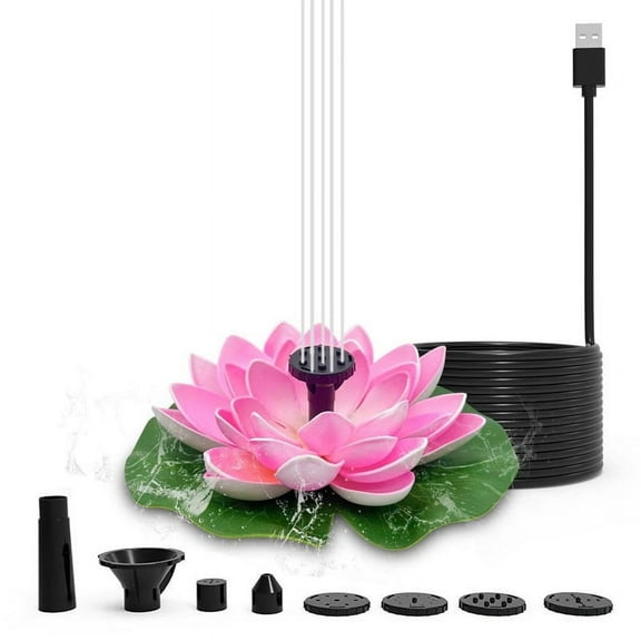Naxoaeo Solar Power Pump,Water Lily Bird Bath Fountain, Artificial Floating Lotus Flowers Brushless Pumps for Fish Pond Garden Patio Aquarium and Outdoor Pool Decor