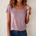 thumbnail image 2 of larppty Sequin Shirt for Women's Sparkly Short Sleeve Party Bling Glitter Fashion Blouse Top (Pink, M), 2 of 6