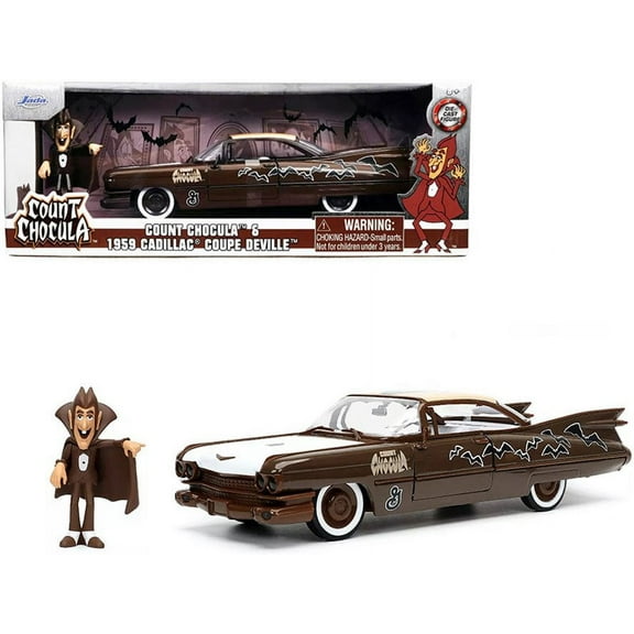 1959 Cadillac Coupe DeVille w/ Count Chocula Figurine, Brown - Jada Toys - 1/24 scale Diecast Car