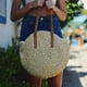 thumbnail image 4 of Bolsos de paja para mujer, bolsos de paja de maíz redondos tejidos a mano, bolsos grandes de playa de verano, bolso de hombro con asa tejida, 4 of 5