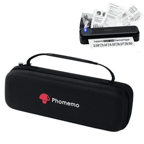 Phomemo Carrying Case 10.62" x 3.54", Compatible with A285M/M832/M834/M835/M832D Portable Printers - Wireless Mobile Travel Storage for Printer, Paper & USB Cable - Box Only