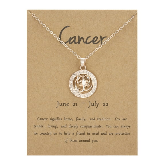 Dengmore Necklace Cancer 12 Constellation Necklace Rose Gold Round Hollow Animal Clavicle Necklace