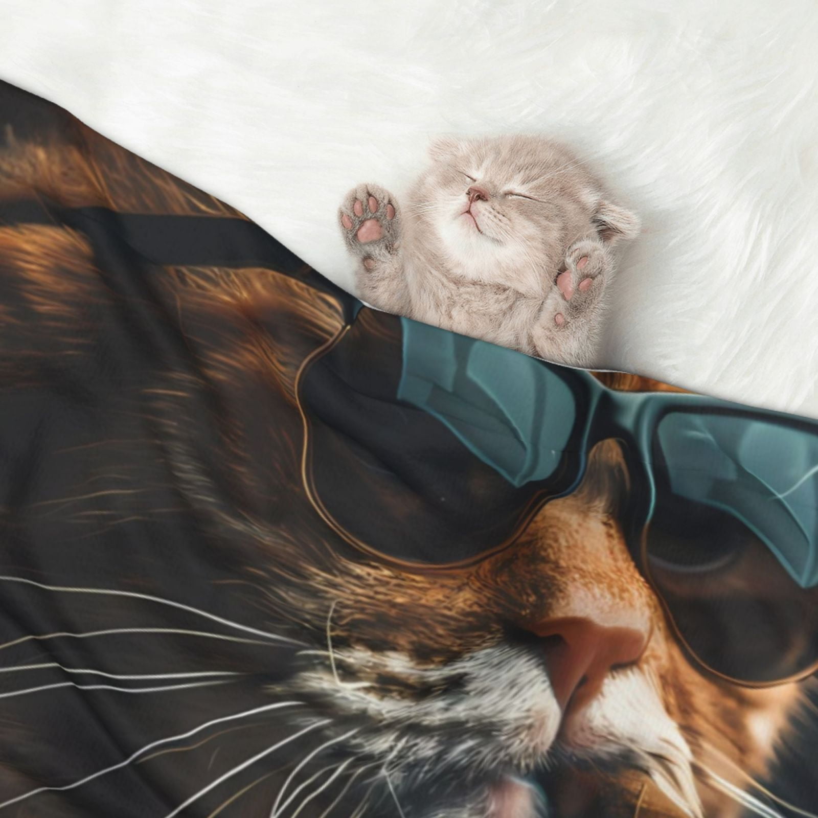 Naloa Dapper Cat in Sunglasses Dog Blanket, 3 Sizes Cat Blanket for Indoor Cats Large Medium Small Dog Gifts-Medium