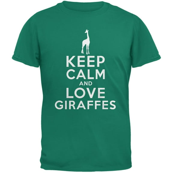 Keep Calm & Love Giraffes Jade Green Adult T-Shirt - Medium