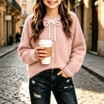 thumbnail image 6 of Girls Bow Sweater Cute Crew Neck Pullover for Kids Girls Christmas Birthday Sweaters Pink 7-8 Years, 6 of 6