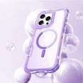 thumbnail image 2 of for iPhone 13 Pro Max Magnetic Case, [Compatible with Mag-Safe] Translucent Clear Phone Case Slim Shockproof Triple-Layers Drop Protective Hybrid Cover with Wrist Strap for iPhone 13 Pro Max, Purple, 2 of 7