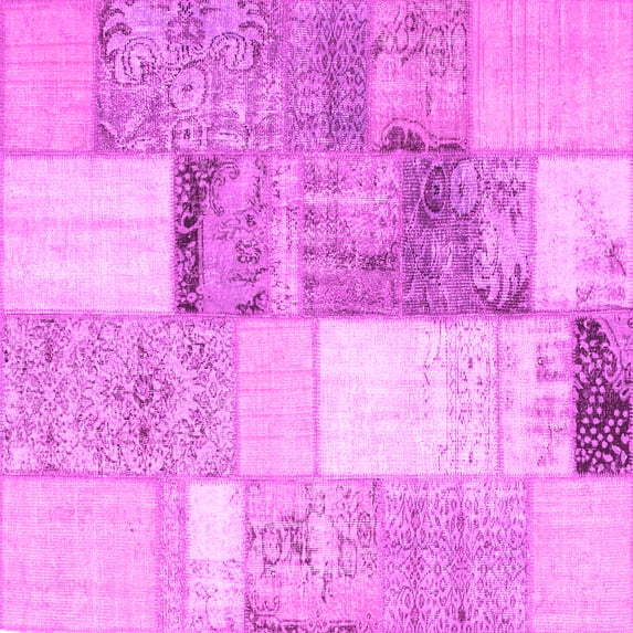Ahgly Company Indoor Square Patchwork Pink Transitional Area Rugs, 7' Square