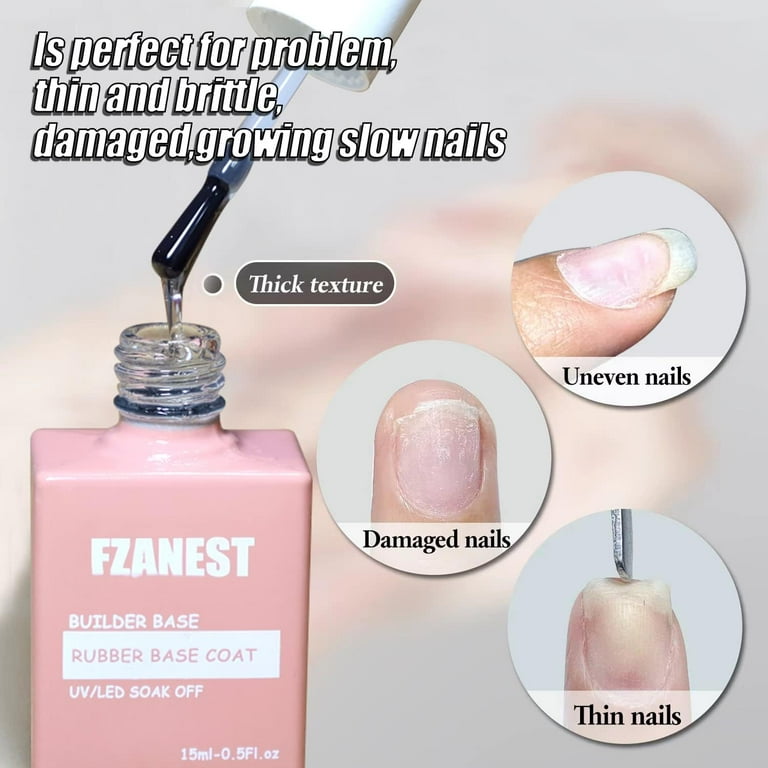 FZANEST Base Clear Sheer Color Gel,Elastic Rubber Base Coat