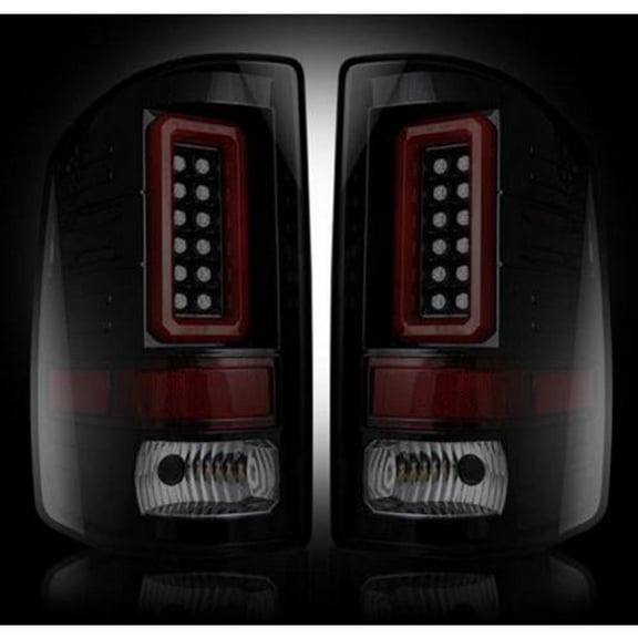 RECON - Fits 14-18 Sierra 1500 & 14-19 Sierra 2500/3500 OLED Tail Lights Running Lights (Replaces Factory/OEM Halogen Tail Lights) Smoked Black Lens