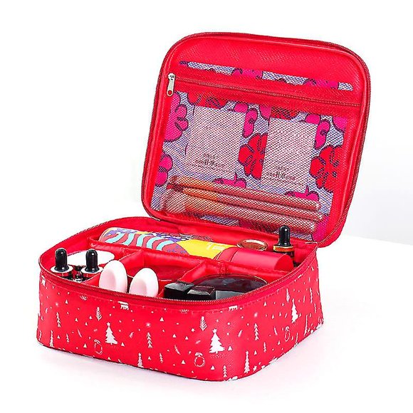 Tb-0074 3.6l Voyage Fourre-Tout Sac de Maquillage Oxford Tissu Sac Cosmétique Trousse de Toilette Organisateur Cas - Arbre de Noël Rouge