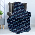 thumbnail image 4 of Aztec Soft Flannel Fleece Throw Blanket, Cultural Zigzags Oriental Vibes, Cozy Plush for Indoor and Outdoor Use, 70" x 90", Blue Dark Night Blue, by Ambesonne, 4 of 5