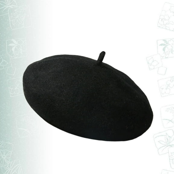 LEORX Children Warm Beret Hat French Style Black Breathable for Girls Outdoor Winter Spring