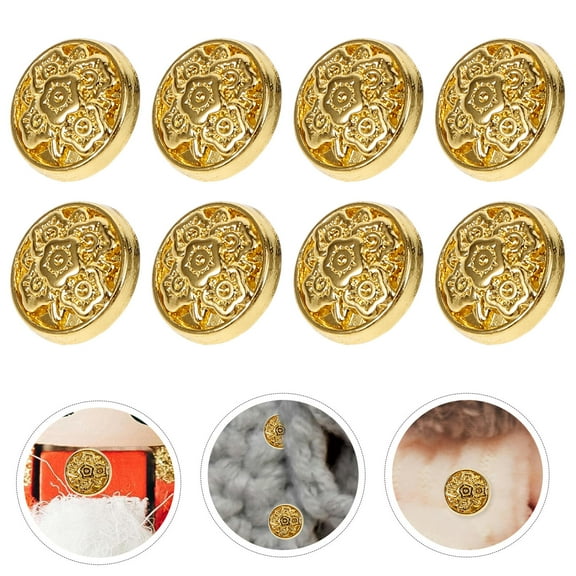 SEWCHICS Round Shaped Sewing Button Metal Golden 100Pcs for Toy Clothing