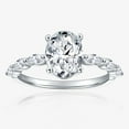 thumbnail image 2 of Exquisite 2 Carat Lab Created Moissanite Wedding Rings for Women Oval Cut D Color VVS1 S925 Sterling Silver Diamond Rings Ideal Choice for Couple Parties Date Travel, 2 of 6