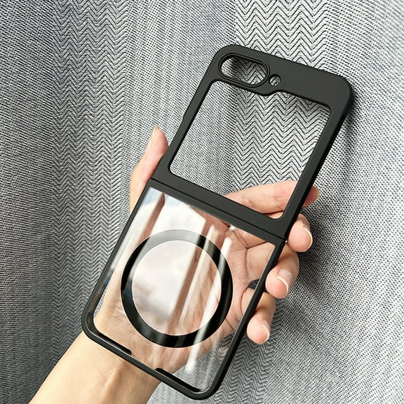 Allytech Magnetic Case for Samsung Galaxy Z Flip5, Galaxy Z Flip5 Case, Compatible with Magsafe Anti-Scratch Anti-Yellow Shockproof Clear Back Cover Phone Case for Samsung Galaxy Z Flip5 - Black