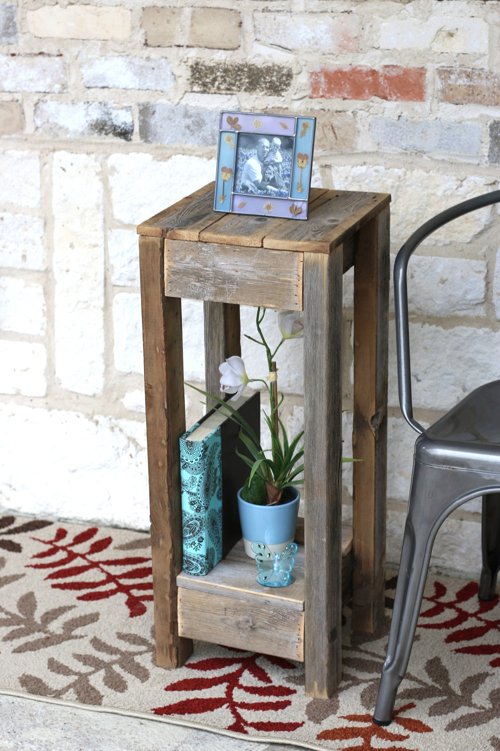 Rustic Reclaimed Wood Tall Accent Table