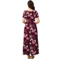 thumbnail image 3 of AskLazy Women's Summer Mix Casual Short Sleeve Crew Neck Loose Tiered Long Dress With Pockets,US Size,Floral Wine Red,S, 3 of 7