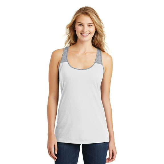 District Juniors Varsity Tank-L (White/ Heathered Grey)