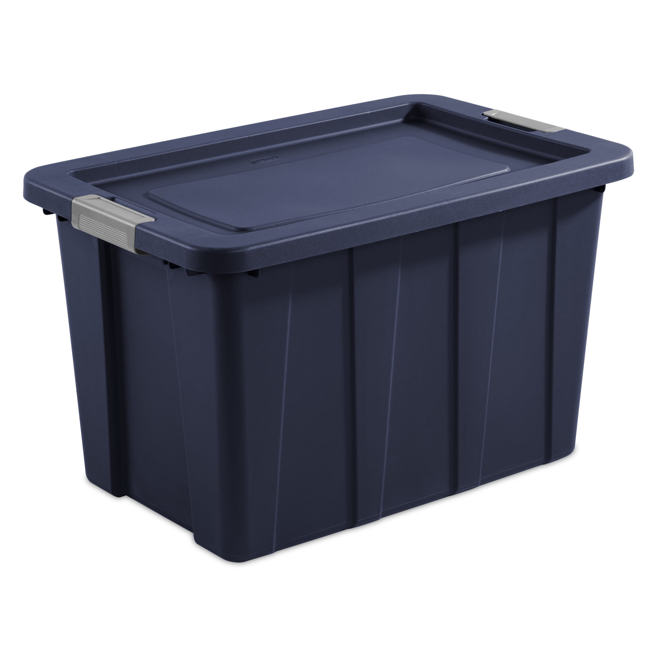 (2 pack) Sterilite Tuff1 30 Gallon Extra-Large Latching Storage Bin, Rugged Plastic Tote with Latch Lid, Heavy Duty, Dark Blue