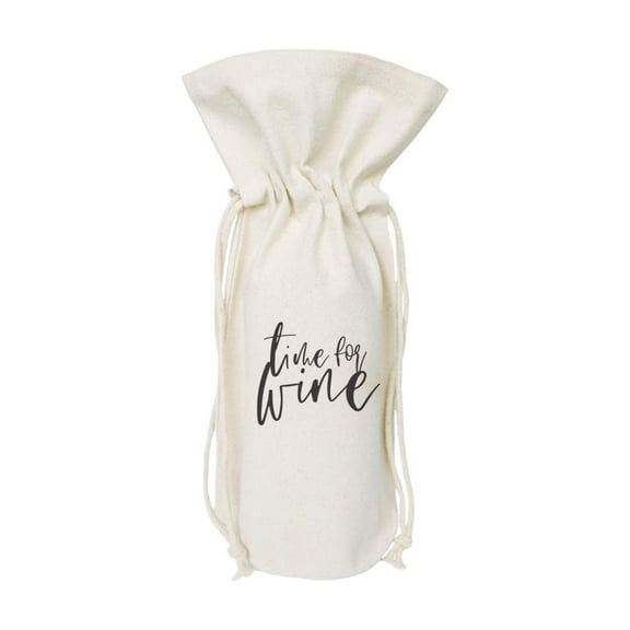 Time for Wine Cotton Canvas Wine Bag