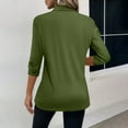thumbnail image 3 of Mohiass 3/4 Sleeve Elegant Blouse Women Spring Formal Ruched Shirt Solid Lightweight V Neck Fitted Tops Army Green S, 3 of 4