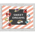 thumbnail image 1 of Sweet Dreams Tapestry, Diagonal Striped Backdrop with a Frame with Various Feminine Fashion Icons, Wall Hanging for Bedroom Living Room Dorm Decor, 60W X 40L Inches, Multicolor, by Ambesonne, 1 of 2