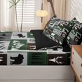 thumbnail image 5 of Manfei Rustic Mountain Wildlife Zipper Twin Comforter Sets with Fitted Sheet and 2 Pillowcases,Brown Check Pine Zipper Bedding Set,Black Reversible,4pcs, 5 of 8