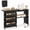 Black, variant on Costway Folding Sewing Table Rolling Craft Station with 3 Storage Bins & Charging Station White+natural