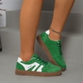 thumbnail image 4 of Low Top Lace-Up Shoes, Suede Fashion Sneakers, Women's Fashion Sneakers Trendy Comfortable Cute Lace-Up Shoes Tennis Work Ladies Shoes Casual Classic Retro Non Slip Lightweight Sneakers, Green 7.5, 4 of 8