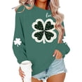 thumbnail image 6 of Mifsaly Womens St Patricks Day Sweatshirt Shamrock Graphic Long Sleeve Shirts Crewneck Heart Print Loose Dressy Casual Blouse Irish Festival Green Outfits S, 6 of 7
