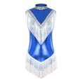thumbnail image 3 of Alvivi Women's Shiny Sequins Metallic Fringed Turtleneck Dance Dress Gymnastic Tassel Leotard Blue L, 3 of 7