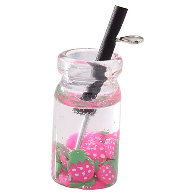 Langgg Porte-Clés Charms Multifonctions Porte-Clés Pendentif en Résine Verre Accessoire Femme Artisanat Multifonction Porte-Clés Rose Rouge 10*18mm 1Ensemble