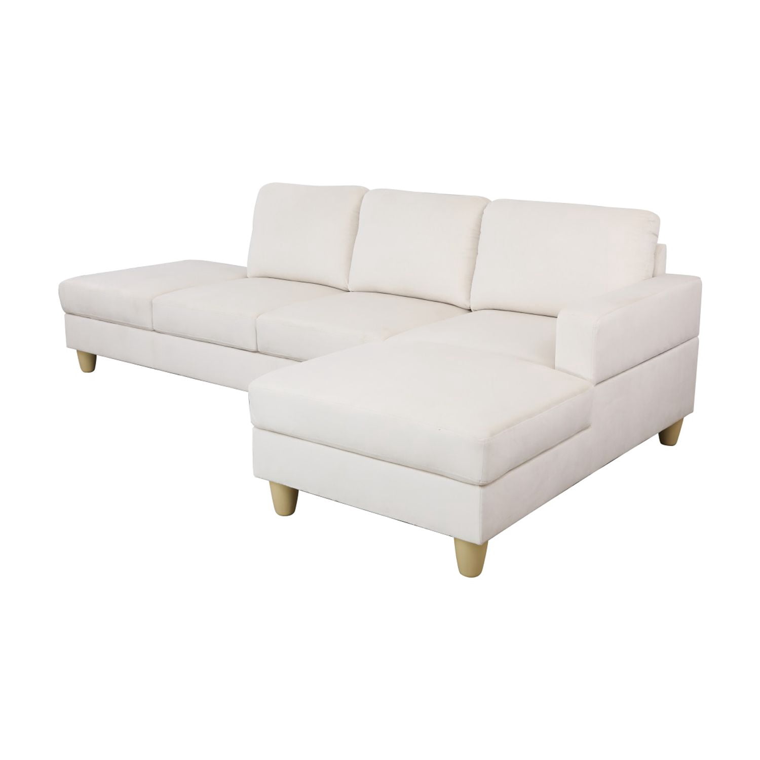 Hommoo Lint Living Room Furniture Set, 4-Seat L-Shaped Sectional Couch Sofa for Apartment/Upstairs Loft/Living Room, 16.5'' Back Height, White(No Ottomans)