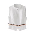 thumbnail image 2 of HH TRAF Mujer Chic Vintage Sólido Casual Top Corto 2024 Elegante Mujer Cremallera Falso Bolsillo Cinturón Diseño Chaleco Sin Mangas Top Mujer, 2 of 4
