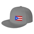 thumbnail image 1 of DouZhe Flat Brim Cap Snapback Hat, Puerto Rico Flag Prints Adjustable Gray Adult Baseball Cap, 1 of 6