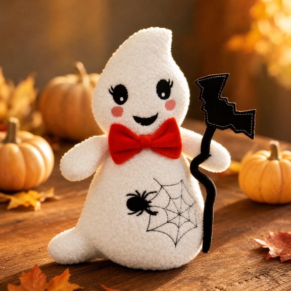 MMJ Stuffed Animals Halloween Ghost Plush Toy Cute Doll with Prop Soft Stuffed for Party Decor Holiday Gift